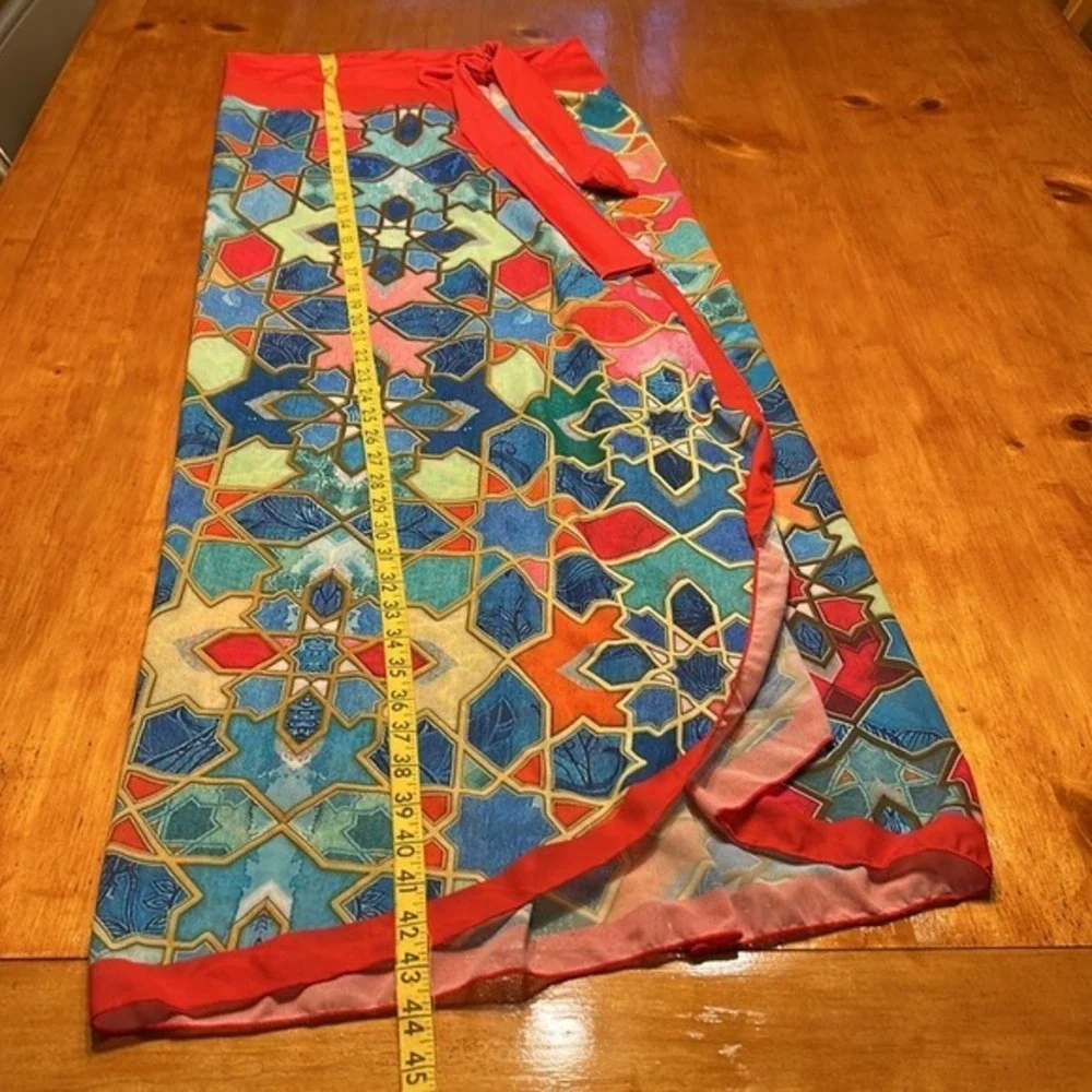 Boho Chic Geometric Mosaic Print Underwire One Piece Swimsuit and Wrap Skirt Set